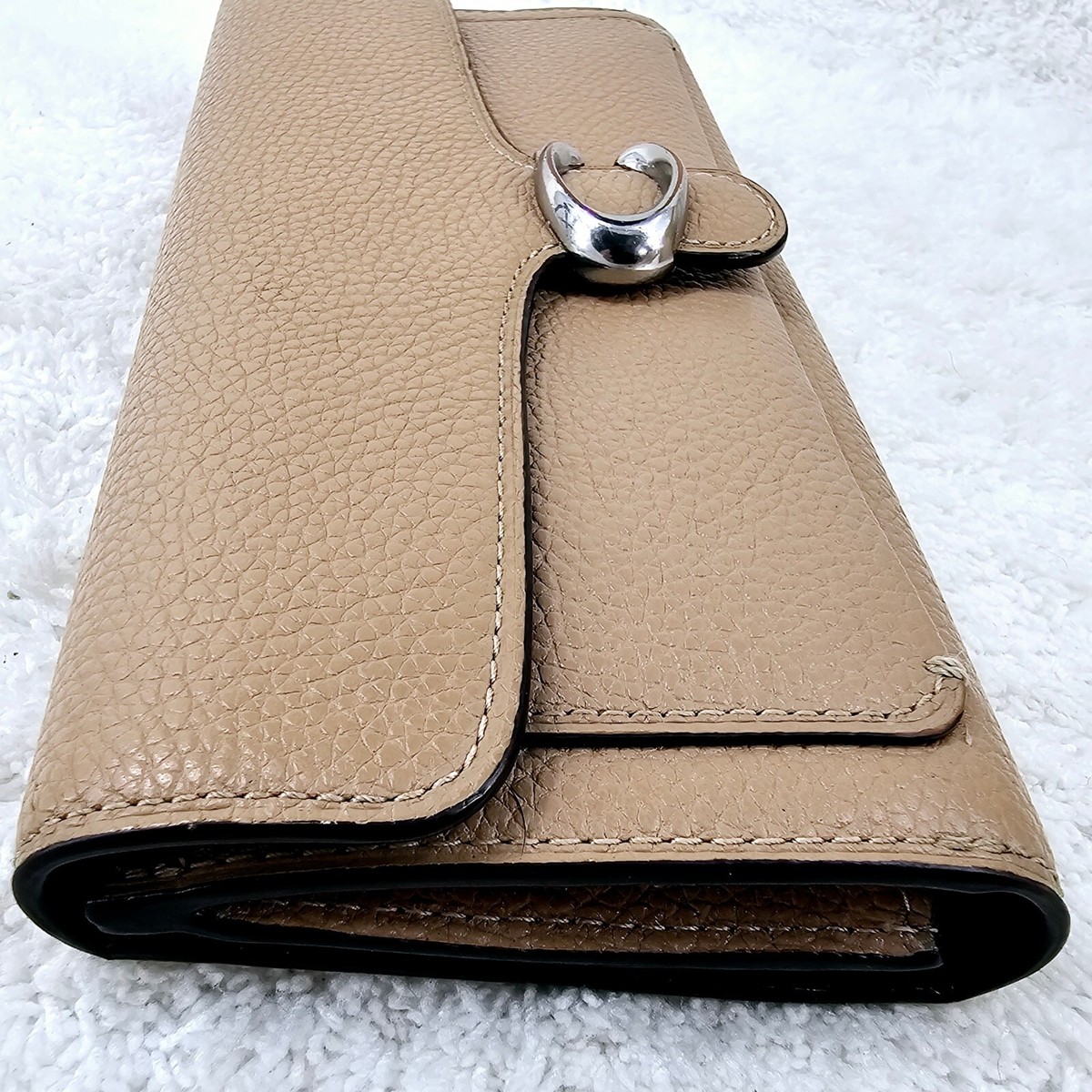 COACH 93983 Tabby Stone Pebble Leather Long Tri-Fold Wallet | eBay