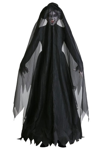 New Women Halloween Ghost Bride Cosplay Costume Scary Witch Vampire Black Dress - Picture 3 of 4