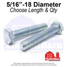 5/16"-18 Grade 5 Coarse Hex Tap Bolts Zinc Clear (Choose Length & Qty)