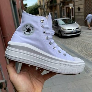 Converse All Star Platform white Move suola alta zeppa 4 cm sneakers 2020 Tela | eBay