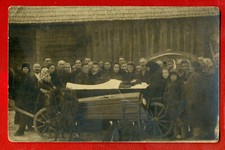 Antique post mortem WOMAN in casket funeral Vintage photo card 413