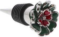 Holiday Wine Stopper Decorative with Colored Gem Flower Accessory Top