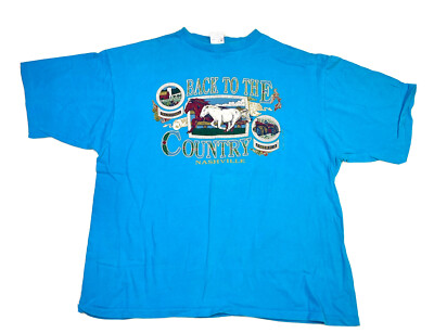 Vintage Nashville Mens Shirt Blue Size XLarge Crew Neck Casual Single  Stitch XL