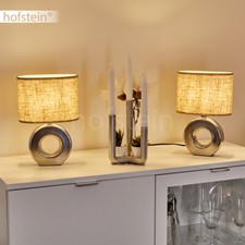 2er Set Nacht Tisch Lampen Leuchte Schalter Wohn Schlaf Zimmer Beleuchtung Stoff