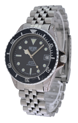 RARE 37mm Heuer (Pre-Tag) 980.033 Professional 1000 Black Bezel