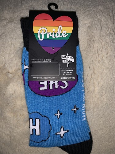 Main and Local Him Her They Pride One Pair Unisex Pride Crew Socks One Size - Picture 2 of 2