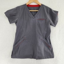 Scrub Top Gray Red Women's XS
