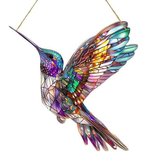 2D Acrylic Hummingbird Stained Window Hanging Ornament Sun Catcher Bird Pendant - Picture 13 of 14