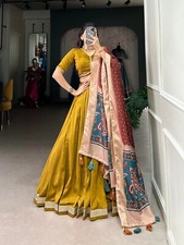 Fancy Designer Chinon Silk Lehenga Choli With Tussar Silk Dupatta For Festival