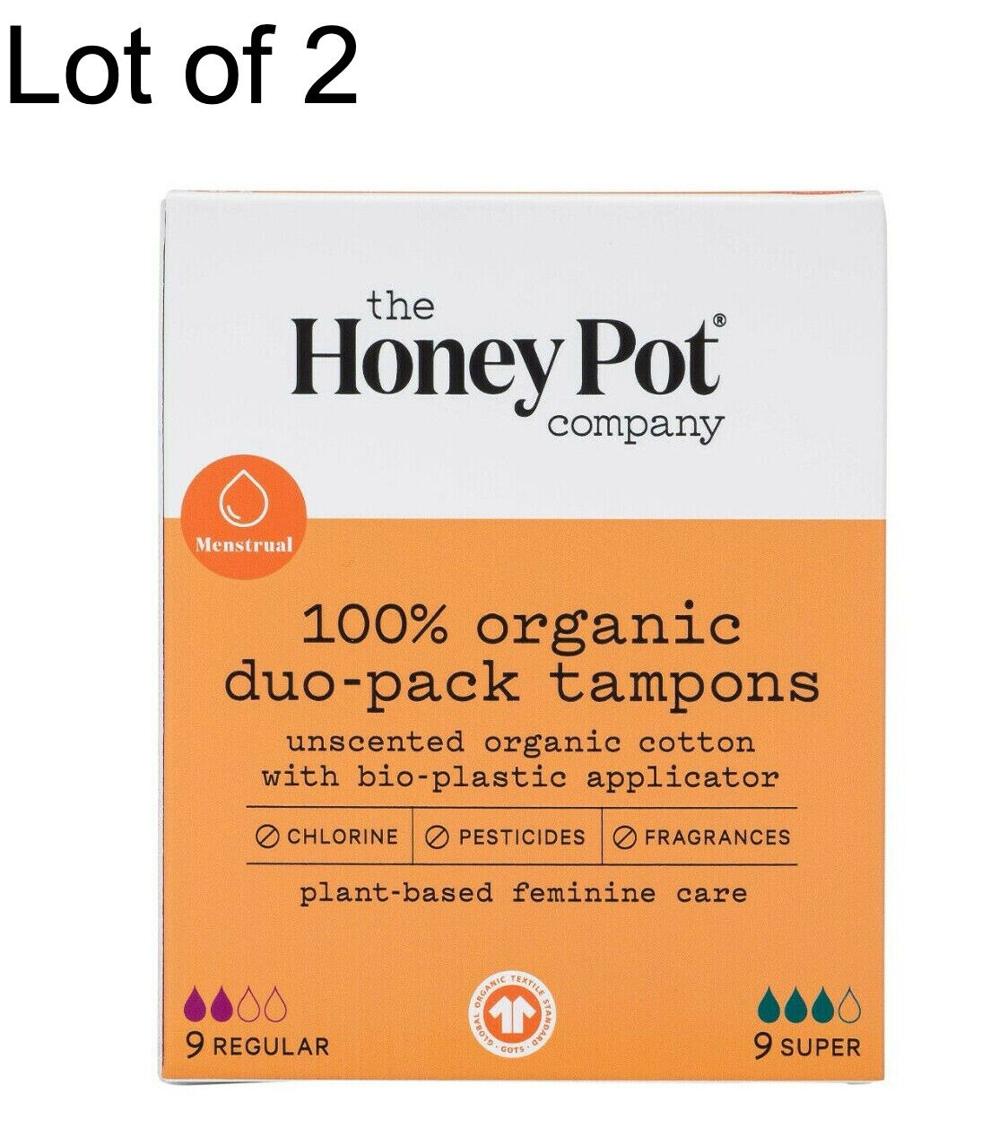 Lot of 2x The Honey Pot Duo Pack Organic Bio-Plasitic Applicator