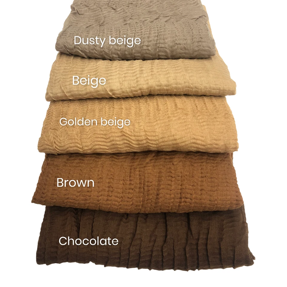 New Style Cotton Crinkle Pleated Plain Maxi  Large Hijab Scarf  Headscarf Muslim - Image 4 of 4