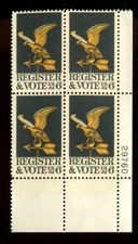 US Plate Block MNH # 1344  6c Register & Vote   29760 LR, 7b724