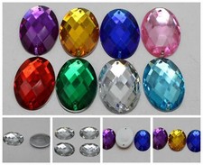 50 Flatback Acrylic Sewing Rhinestone Oval Sew On Beads 18X25mm