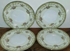 NORITAKE China ARLENE Bread Butter Plates Set of 4 Floral/Gold Rim Japan UNUSED