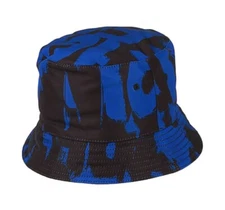 Alexander McQueen Painted Graffiti Bucket Hat Royal Blue/Black Sz L Authentic