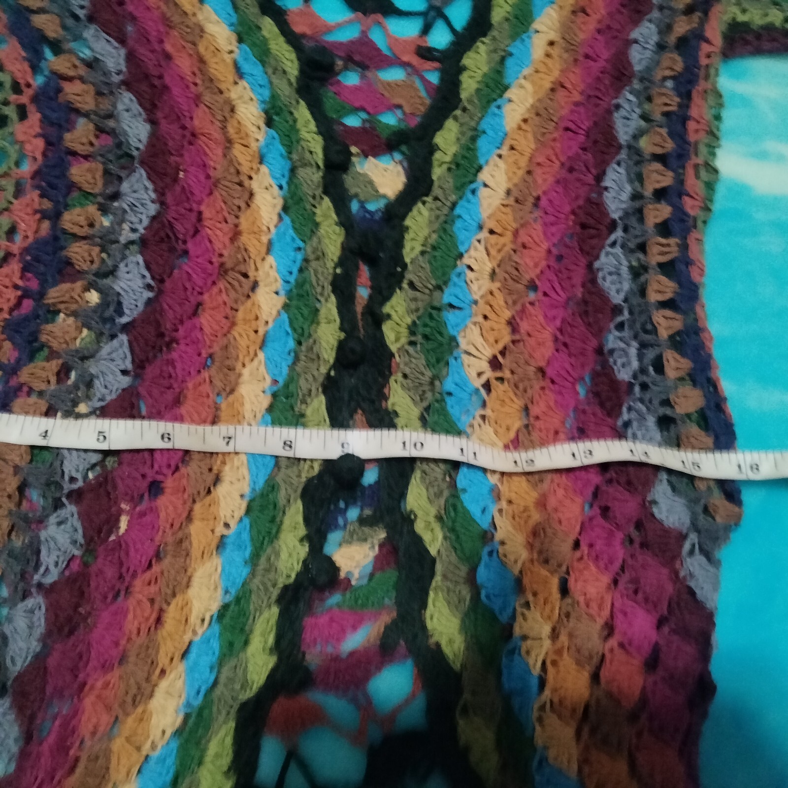 Women's Crochet Colorful Maxi Sweater Small - image 14