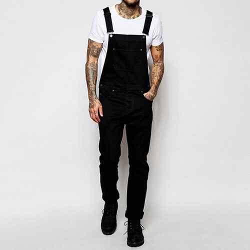 Men's Denim Dungarees Overalls Suspender Trousers Bib Pants Distressed Jumpsuits - Bild 13 von 13