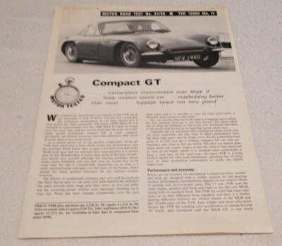 TVR 1800S Mk. IV Compact GT Motor Road Test No. 47/66 December 1966