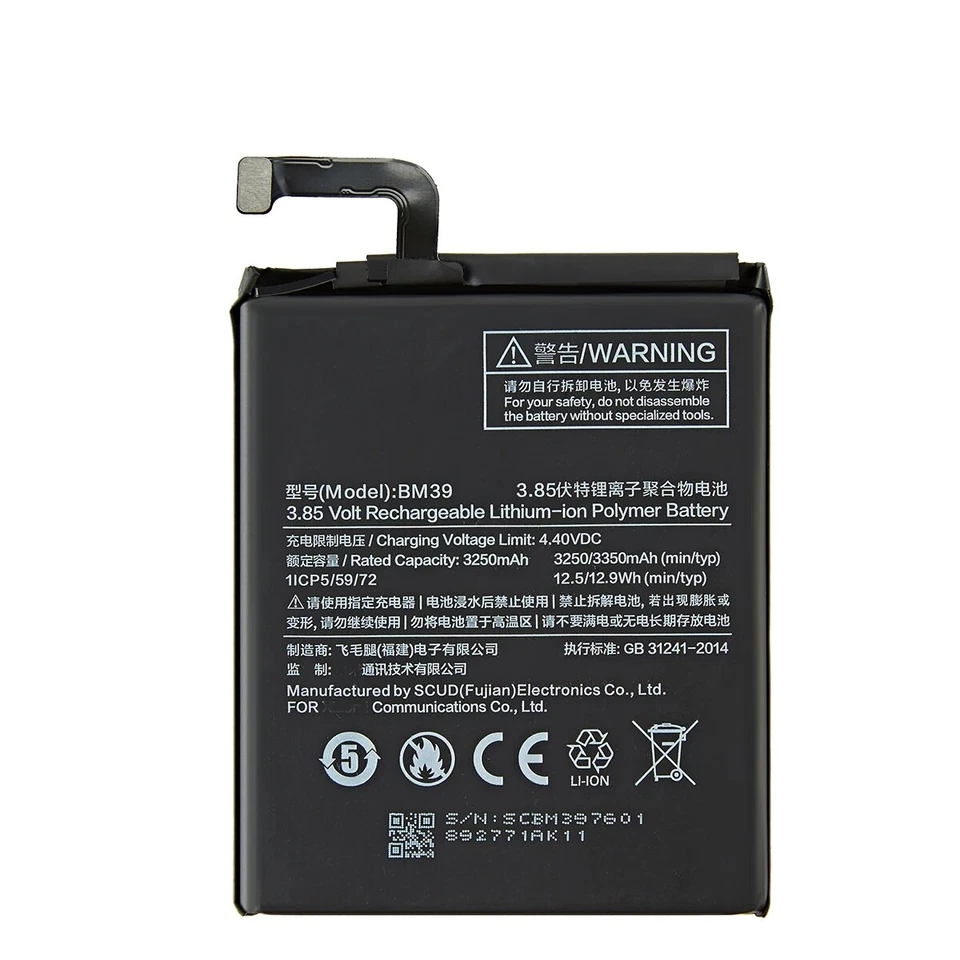 Batería Nueva 3250mAh BM39 Para Xiaomi 6 Mi6 M6 Batería +Herramientas Foto 4 de 4