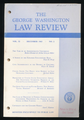 The George Washington Law Review Vol 32 No 2 Dec 1963 GWU University | eBay