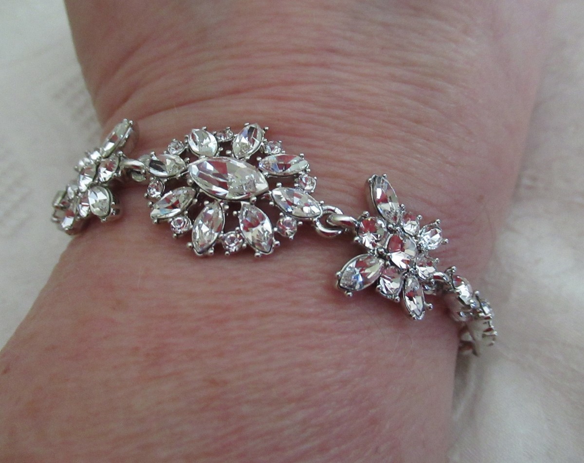 NWT Givenchy Flex Bracelet / Clear Crystal Stones/ Silver