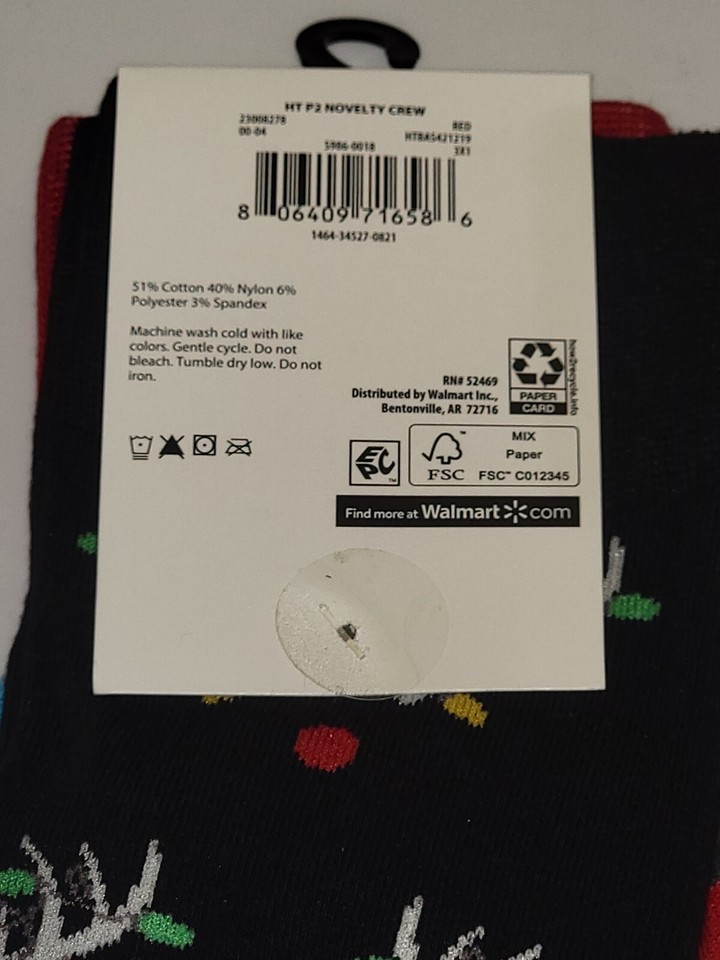 Holiday Time 2 Pair Mens Christmas Socks Crew Size 612 NEW Holiday