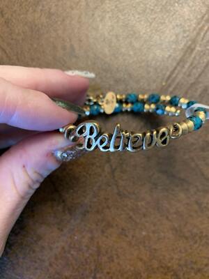 Disney Alex And Ani Bracelet - Believe Wrap - Gold And Teal