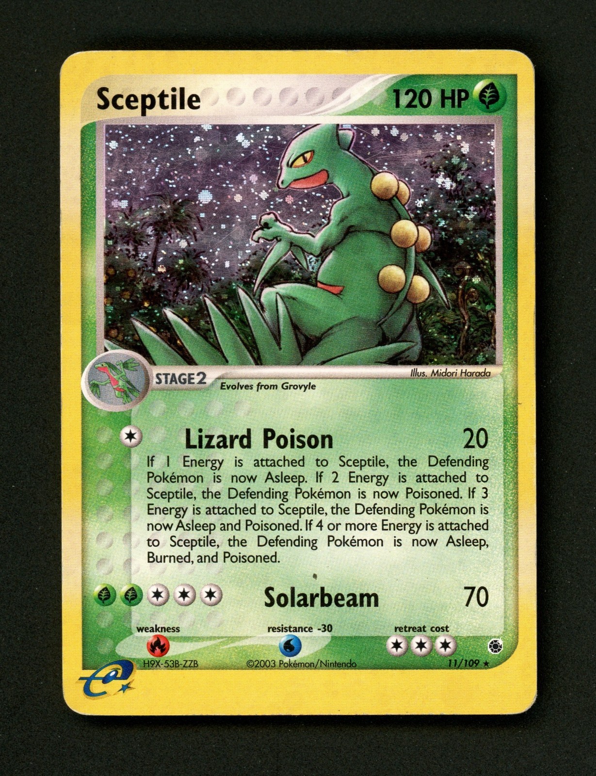 Sceptile 11/109 EX Ruby & Sapphire E Series Pokemon English Holofoil 2003 Played
