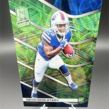 Panini Spectra Neon Green Prizm Devin Singletary Rookie #180 Serial #18/35 Bills