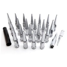 Chrome Cone/Conical Bulge Seat Wheel Spike Lug Nuts 14x2 chrome,spike 24PCS