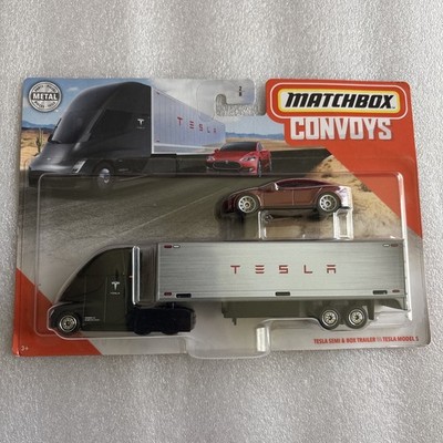 Matchbox Convoys Tesla Semi & Box Trailer Red Tesla Model S Diecast NIP