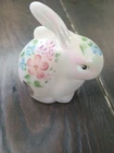 Fenton Hand Painted Art Glass Rabbit Figurine Floral Signed Decorative Glossy