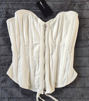 Fashion Nova White Lase-Up Corset Top 'Catch A Drift' Size L