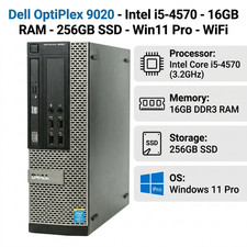 Dell OptiPlex 9020 - Intel Core i5-4570 3.2GHZ 16GB RAM 256GB SSD Win11 Pro WiFi
