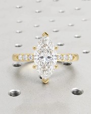 2ct Marquise Cut Moissanite 925 Sterling Silver Dainty Art Nouveau Bridal Ring
