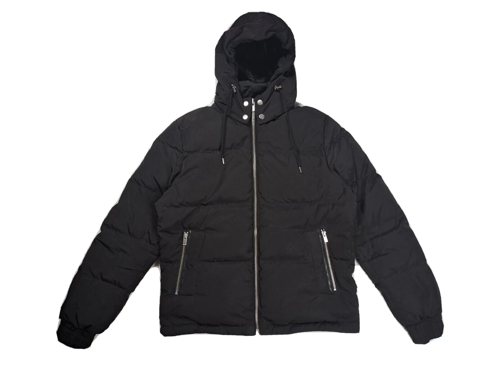 vinatge The Kooples Mens Black Down Puffer coat Jacket hooded hoodie size S