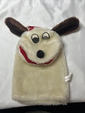 Vintage Plush Brown Beige Dog Puppy Hand Puppet Toy Korea 8"