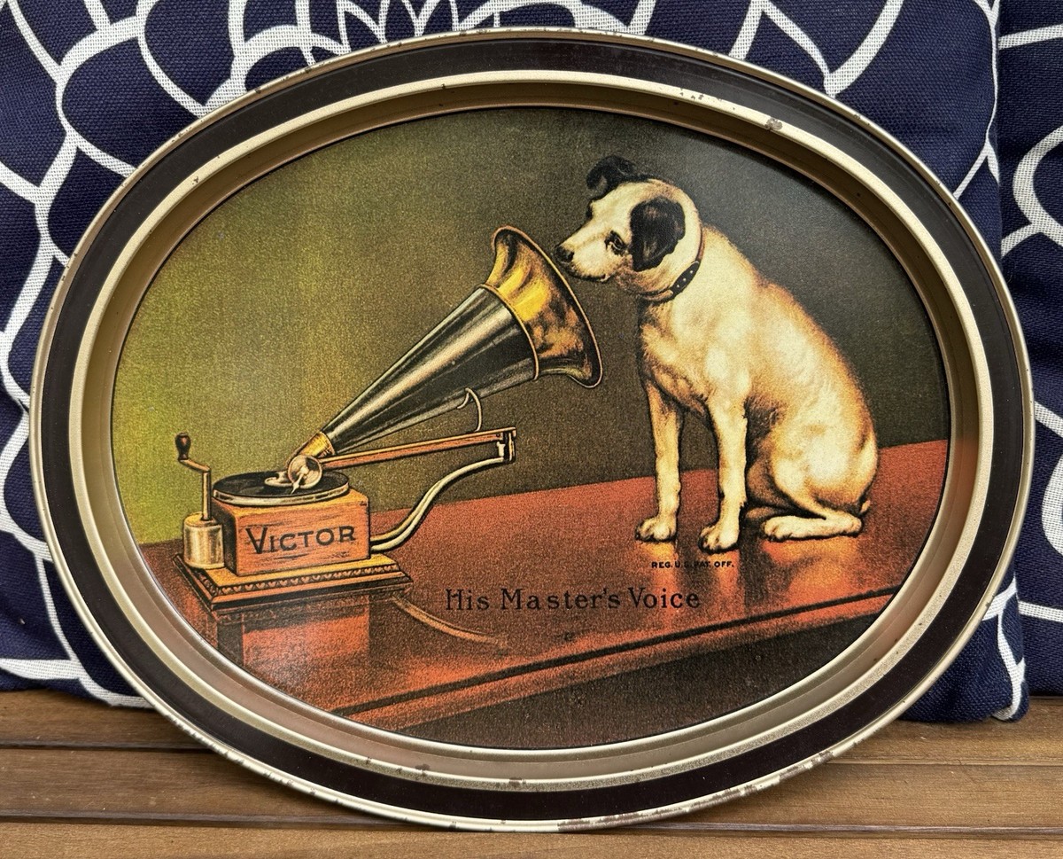 Vintage Metal Tray RCA Victor Nipper the Dog His Master's Voice