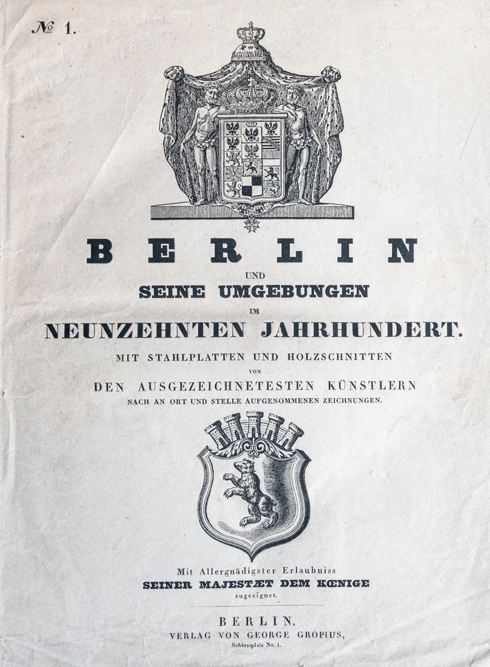 Berlin Alte Sternwarte Stahlstich Grünewald aus Spiker 1833 Passepartout - Bild 4 von 4