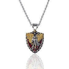 Warrior Guardian Necklace Holy Angel Saint Michael Pendant Knight Shield
