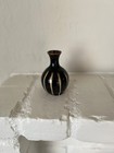 Miniature Tenmoku Black Glaze Studio Bud Vase White Slip Japan Late 20th C — photo 4