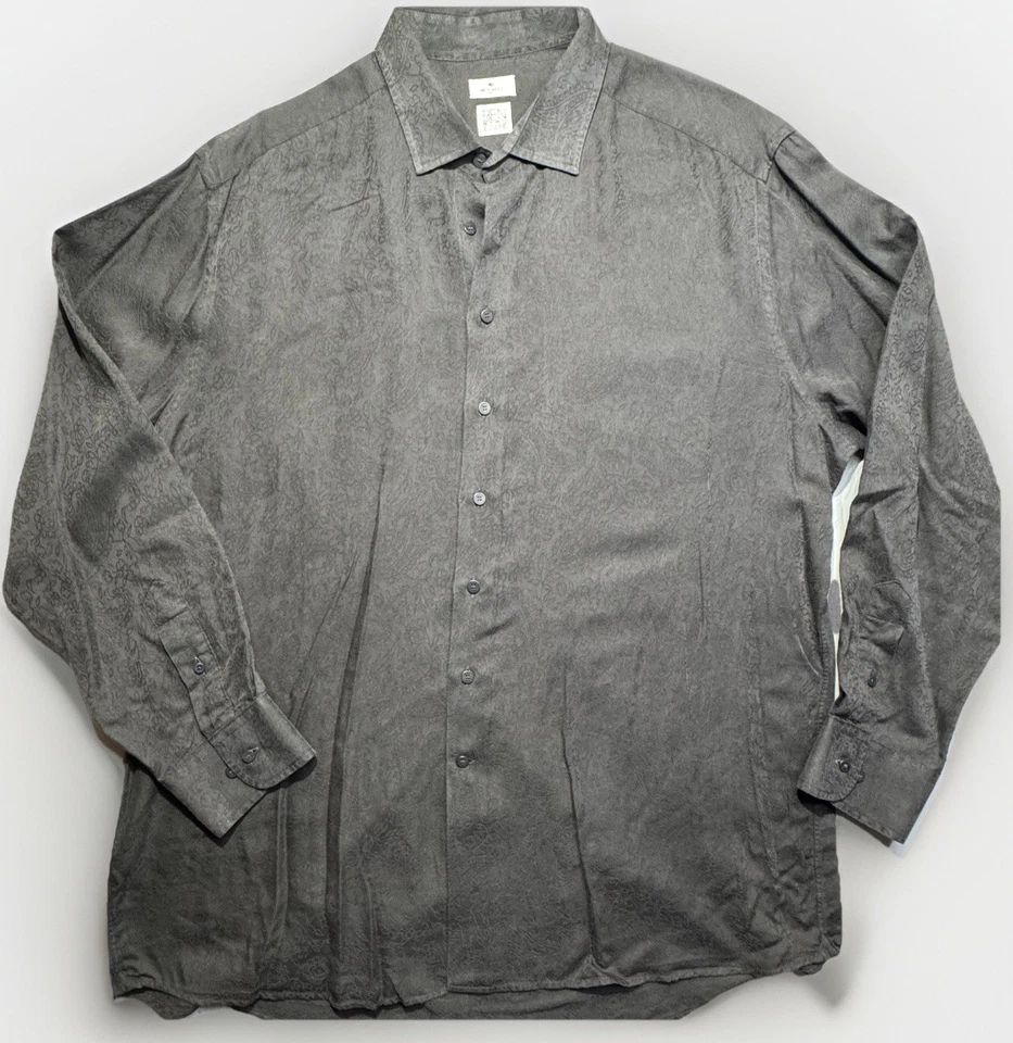 Camisa de manga larga con botones Etro para hombre talla 46 negra sobre jacquard cachemir negro Foto 2 de 4