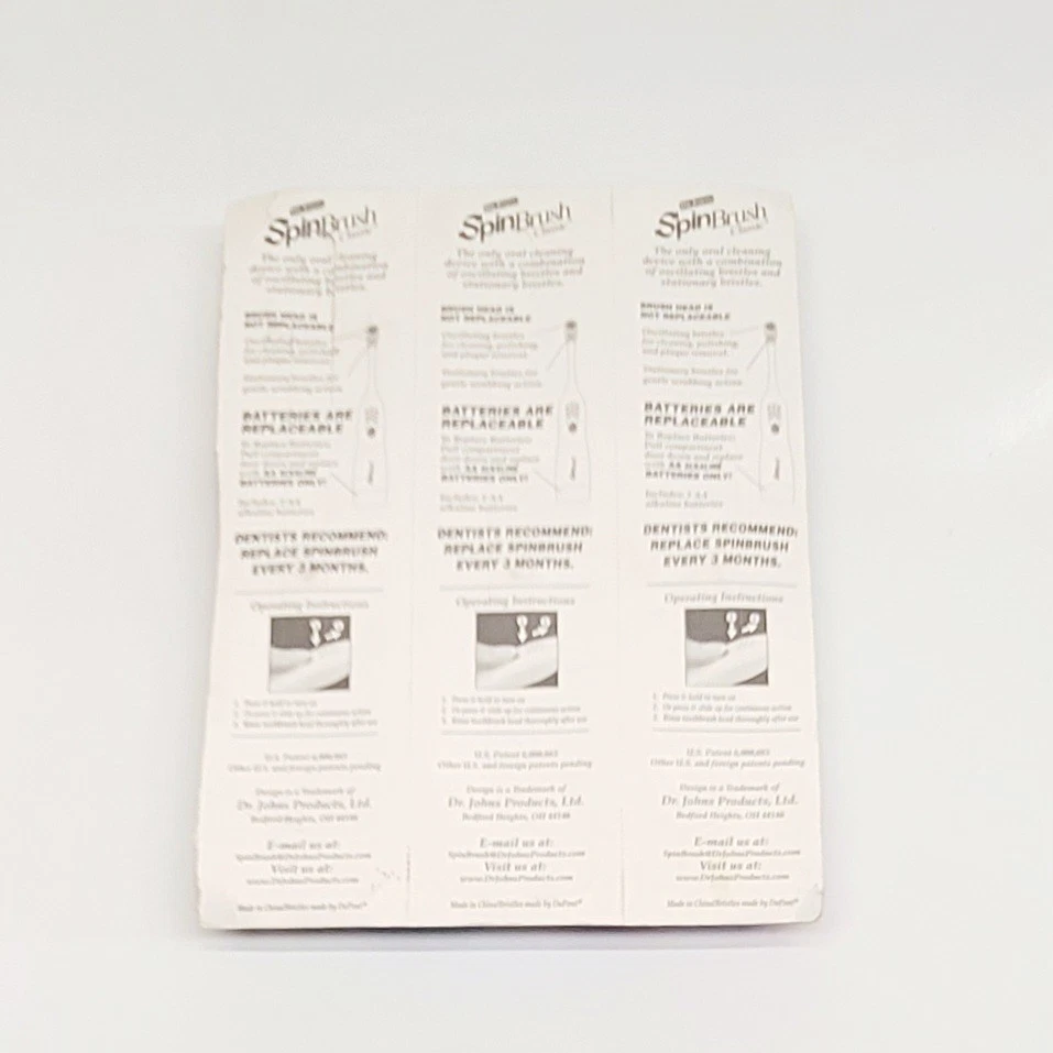 3 Pack Vintage Dr Johns Spinbrush The Original Spin Brush Electric Toothbrush - Image 2 of 3