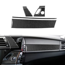 For BMW X5 X6 M E70 E71 2007-2014 Real Carbon Fiber Interior Full Dashboard Trim