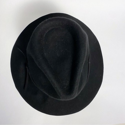 Women’s Black Fedora 100% Wool Hat Adjustable OS - Afbeelding 4 van 8