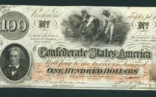 $100 1862 (CHOICE CU) Confederate States of America ** PAPER CURRENCY AUCTIONS