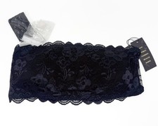 Womens Black Lace Strapless Bandeau Bralette Tube Top Bra Size L Stretch