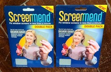 Lot of 2 ScreenMend SILVER-GRAY Two 5 x 7 Adhesive-Coated Window Screen Patches!