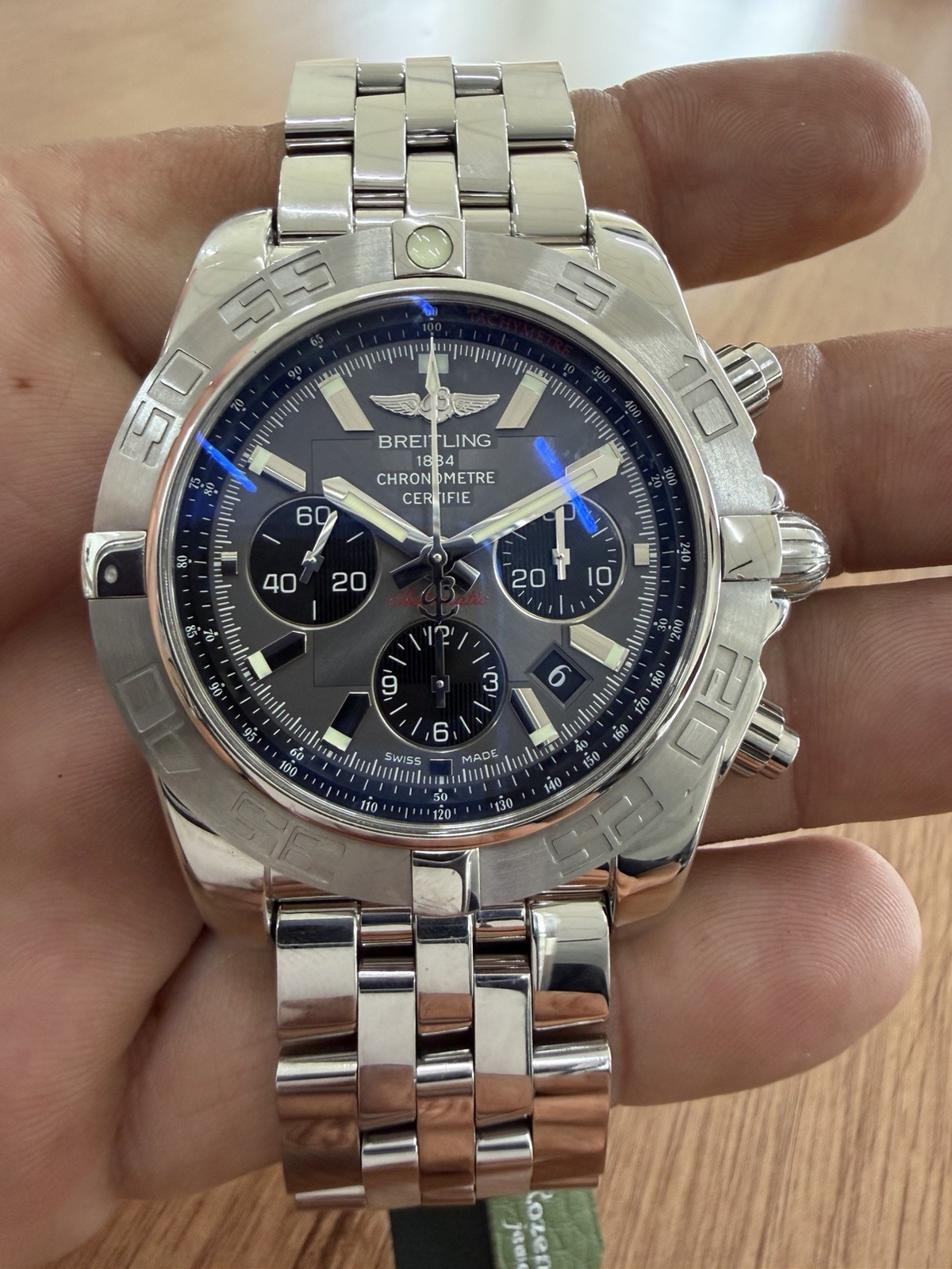 Breitling Chronomat 44 B01 Ss Beautiful Rare Black Dial Mens Watch 44Mm Ab0110