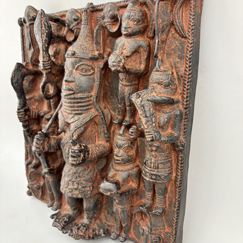 Vintage High Relief Thailand Bali Chalkware Bronze Finish Hanging Wall Sculpture - Picture 4 of 13